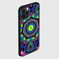 Чехол для iPhone 12 Pro Max Оптический узор неоновые краски, цвет: 3D-черный — фото 2