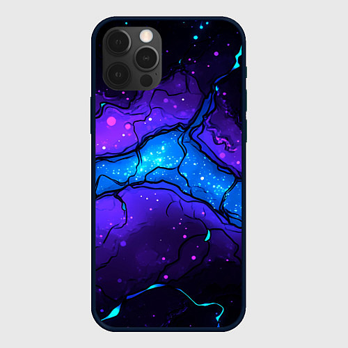 Чехол iPhone 12 Pro Max Синяя звездная полоса в плите текстура / 3D-Черный – фото 1
