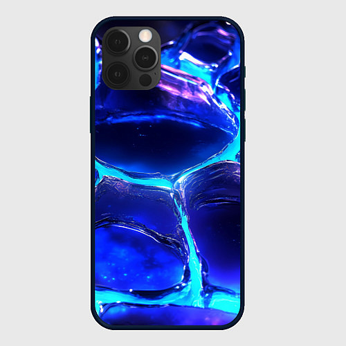 Чехол iPhone 12 Pro Max Объемные плиты в неоновом свечение / 3D-Черный – фото 1