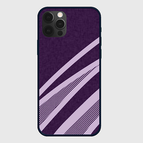 Чехол iPhone 12 Pro Max Фиолетовый абстрактный с полосой / 3D-Черный – фото 1