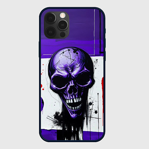 Чехол iPhone 12 Pro Max Пурпурный зловещий череп / 3D-Черный – фото 1