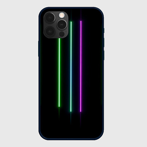 Чехол iPhone 12 Pro Max Neon stripes / 3D-Черный – фото 1