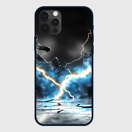 Чехол iPhone 12 Pro Max Разряд молний текстура / 3D-Черный – фото 1