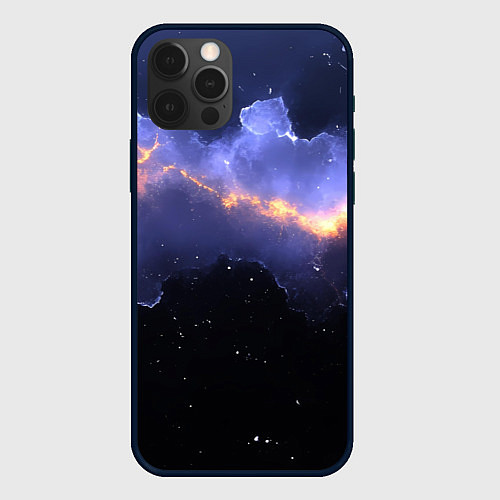 Чехол iPhone 12 Pro Max Молния в фиолетовом небе текстура / 3D-Черный – фото 1