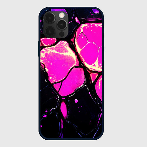 Чехол iPhone 12 Pro Max Розовые пятна в текстуре / 3D-Черный – фото 1