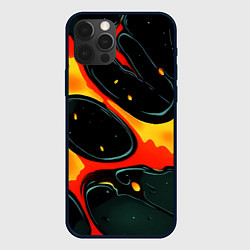 Чехол iPhone 12 Pro Max Оранжевые разломы текстура