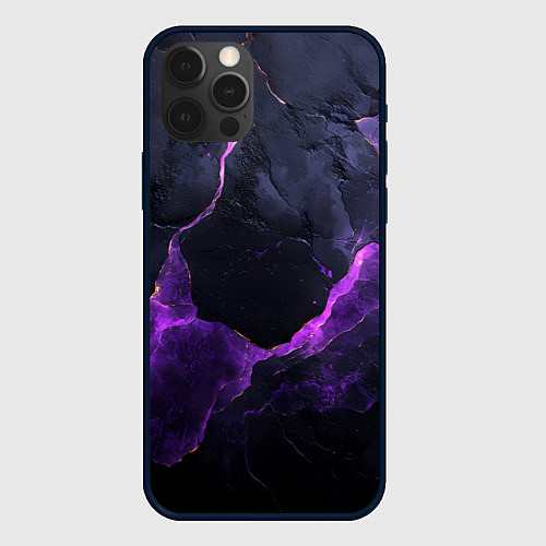 Чехол iPhone 12 Pro Max Фиолетово-черная объемная текстура / 3D-Черный – фото 1