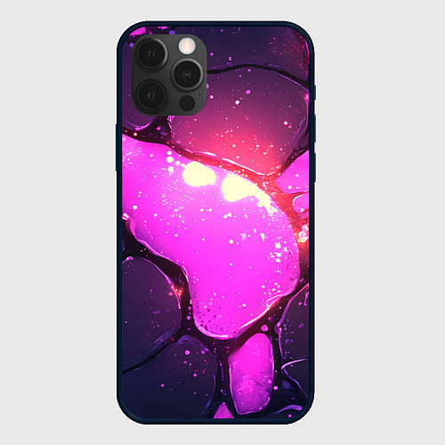 Чехол iPhone 12 Pro Max Розовая текстура разлом плит / 3D-Черный – фото 1