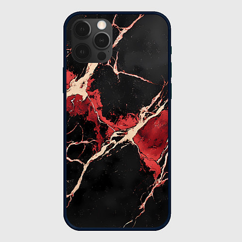 Чехол iPhone 12 Pro Max Красно-черная потертая текстура / 3D-Черный – фото 1