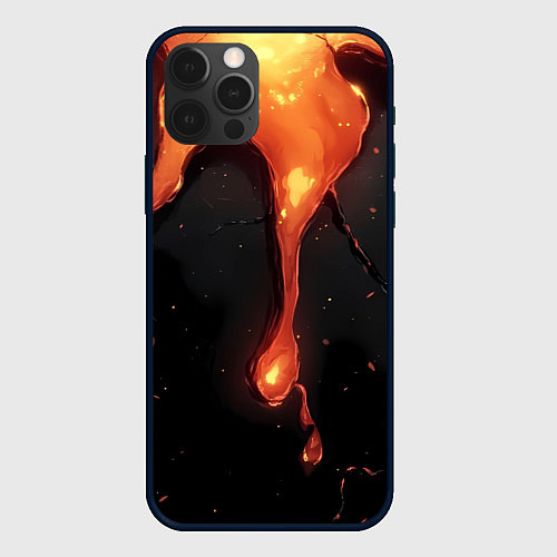 Чехол iPhone 12 Pro Max Оранжевая стекающая лава / 3D-Черный – фото 1