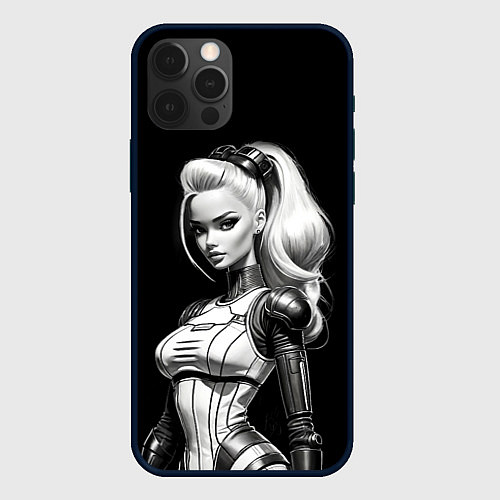 Чехол iPhone 12 Pro Max Барби - киберпанк нейроарт / 3D-Черный – фото 1