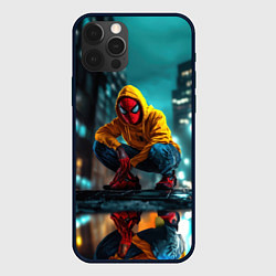 Чехол для iPhone 12 Pro Max Человек-паук в дождивую погоду, цвет: 3D-черный