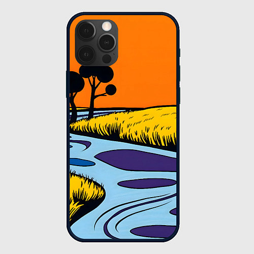 Чехол iPhone 12 Pro Max Пейзаж с фантастической природой / 3D-Черный – фото 1