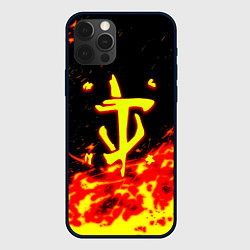 Чехол для iPhone 12 Pro Max Doom огненное лого, цвет: 3D-черный