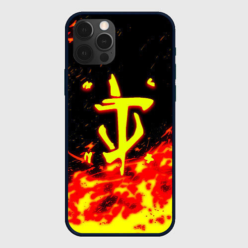 Чехол iPhone 12 Pro Max Doom огненное лого / 3D-Черный – фото 1