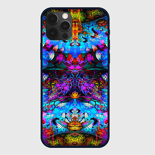 Чехол iPhone 12 Pro Max Абстракция стекло узор / 3D-Черный – фото 1