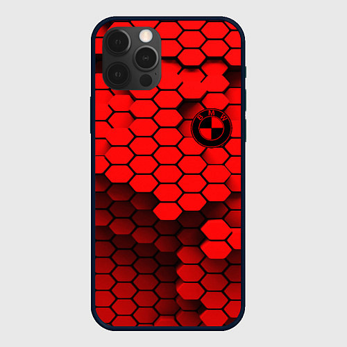 Чехол iPhone 12 Pro Max BMW карбоновая абстракция / 3D-Черный – фото 1