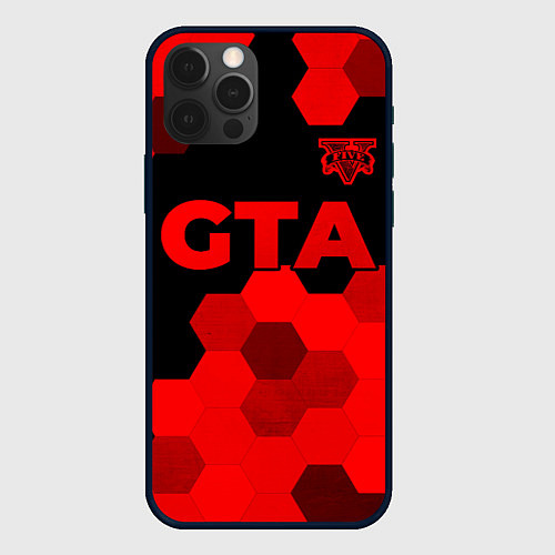Чехол iPhone 12 Pro Max GTA - red gradient посередине / 3D-Черный – фото 1