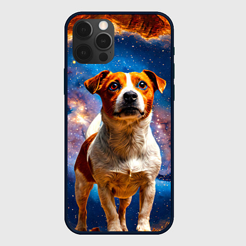 Чехол iPhone 12 Pro Max Джек Рассел терьер в космосе / 3D-Черный – фото 1