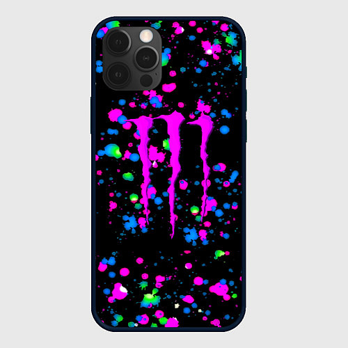 Чехол iPhone 12 Pro Max Monster energy неоновые краски / 3D-Черный – фото 1