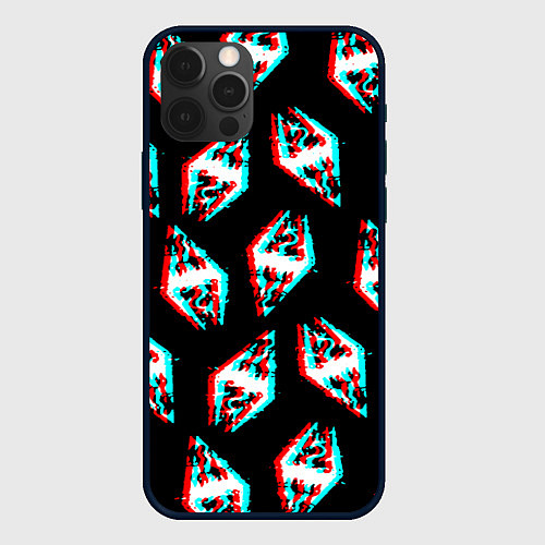 Чехол iPhone 12 Pro Max Skyrim glitch logo patten / 3D-Черный – фото 1