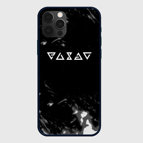 Чехол iPhone 12 Pro Max Ведьмак лого серые краски / 3D-Черный – фото 1