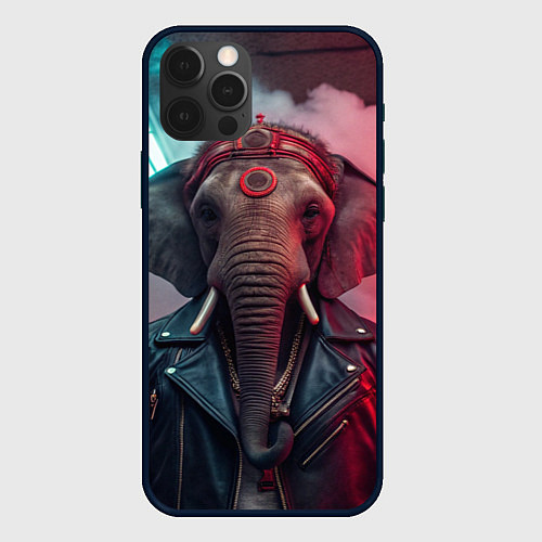 Чехол iPhone 12 Pro Max Cyberpunk elephant / 3D-Черный – фото 1