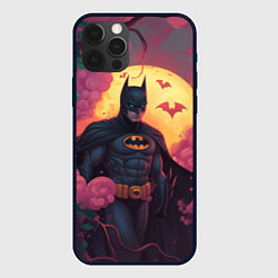 Чехол для iPhone 12 Pro Max Бэтмен и дерево с цветами, цвет: 3D-черный