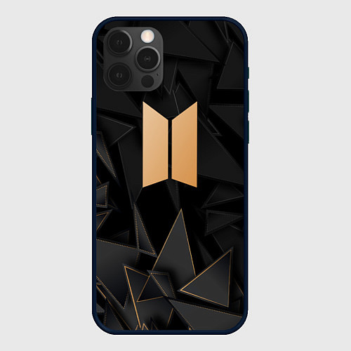 Чехол iPhone 12 Pro Max BTS golden poly / 3D-Черный – фото 1