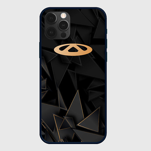 Чехол iPhone 12 Pro Max Chery golden poly / 3D-Черный – фото 1