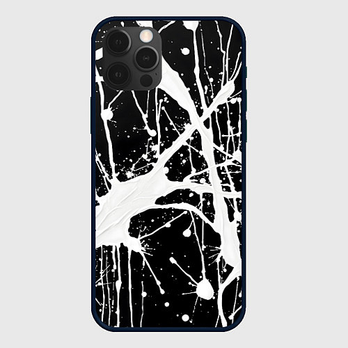 Чехол iPhone 12 Pro Max Брызги белой краски / 3D-Черный – фото 1