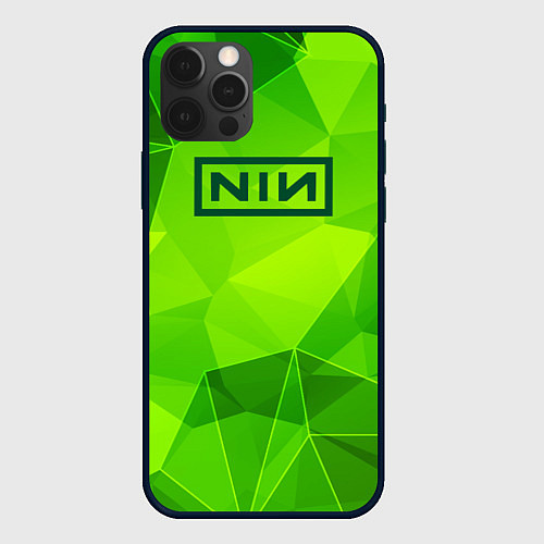 Чехол iPhone 12 Pro Max Nine Inch Nails green poly / 3D-Черный – фото 1