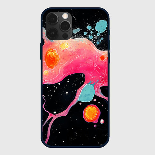 Чехол iPhone 12 Pro Max Розовая текстура в черном / 3D-Черный – фото 1