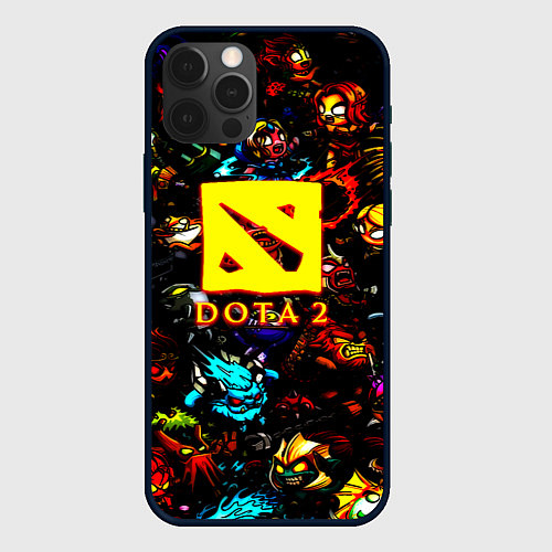 Чехол iPhone 12 Pro Max Dota2 персонажи / 3D-Черный – фото 1