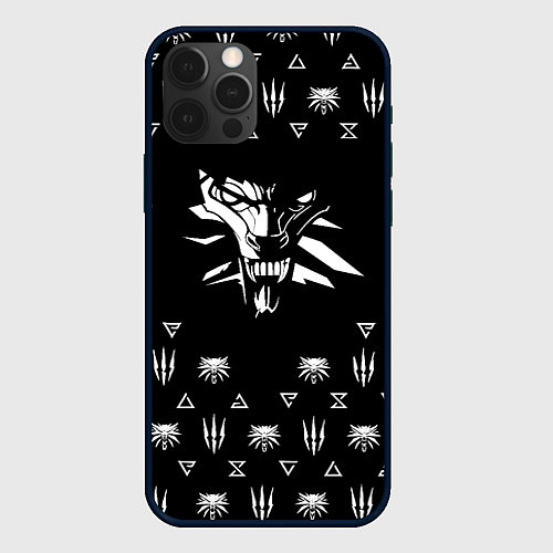 Чехол iPhone 12 Pro Max Ведьмак логотипы / 3D-Черный – фото 1