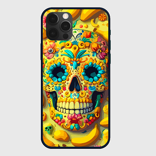 Чехол iPhone 12 Pro Max Красочный летний паттерн с черепом - нейроарт / 3D-Черный – фото 1