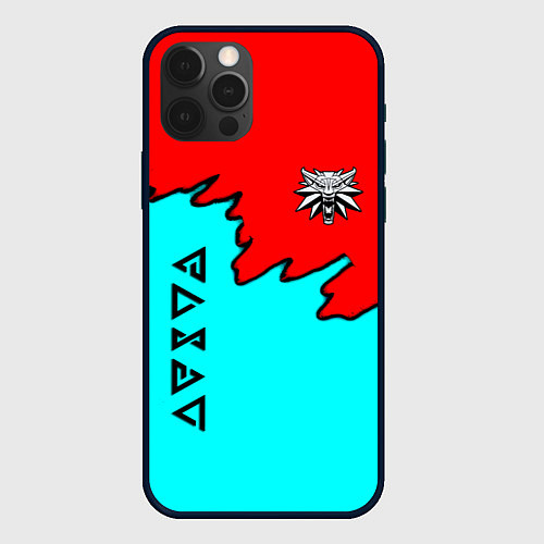 Чехол iPhone 12 Pro Max Ведьмак краски логотип / 3D-Черный – фото 1