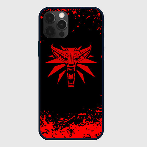 Чехол iPhone 12 Pro Max Ведьмак красные краски / 3D-Черный – фото 1