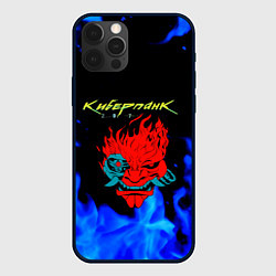 Чехол iPhone 12 Pro Max Киберпанк голубой огонь