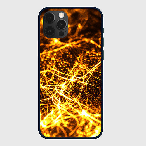Чехол iPhone 12 Pro Max Текстура золотые нити / 3D-Черный – фото 1