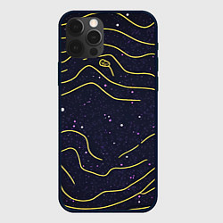 Чехол для iPhone 12 Pro Max Абстракция золотых линий текстура, цвет: 3D-черный