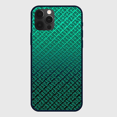 Чехол iPhone 12 Pro Max Градиент текстурный бирюзовый с затемнением / 3D-Черный – фото 1