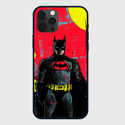 Чехол iPhone 12 Pro Max Бэтмен красками / 3D-Черный – фото 1