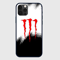 Чехол для iPhone 12 Pro Max Monster energy чёрно белые краски, цвет: 3D-черный
