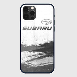 Чехол для iPhone 12 Pro Max Subaru - white gradient посередине, цвет: 3D-черный