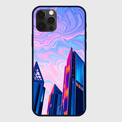Чехол для iPhone 12 Pro Max Абстракция с небоскребами, цвет: 3D-черный