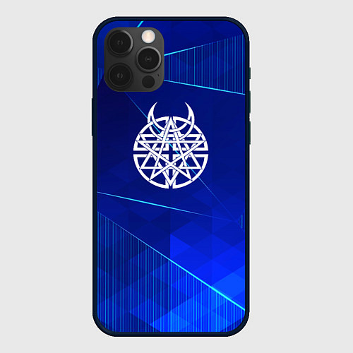 Чехол iPhone 12 Pro Max Disturbed blue poly / 3D-Черный – фото 1