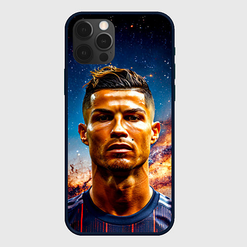 Чехол iPhone 12 Pro Max Криштиану Роналду в космосе / 3D-Черный – фото 1