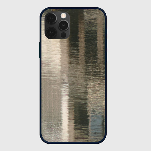 Чехол iPhone 12 Pro Max Размытые серо-бежевые полосы / 3D-Черный – фото 1