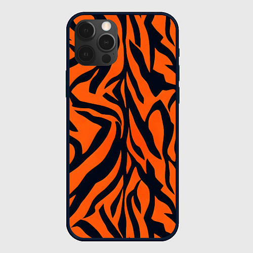 Чехол iPhone 12 Pro Max Расцветка тигра / 3D-Черный – фото 1